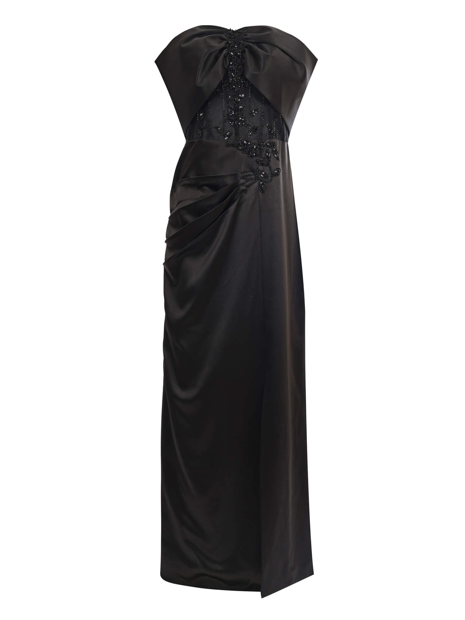 Sheikha Black Bow-Front Evening Gown