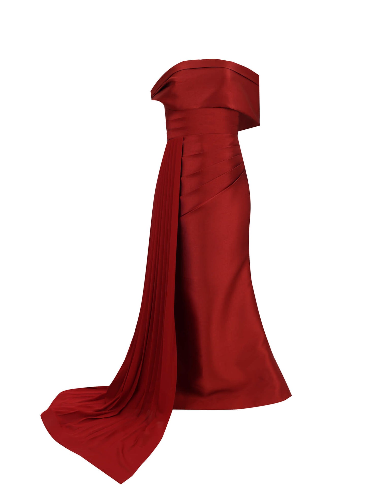 Crimson Draped Column Gown