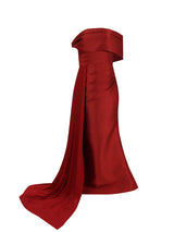 Crimson Draped Column Gown