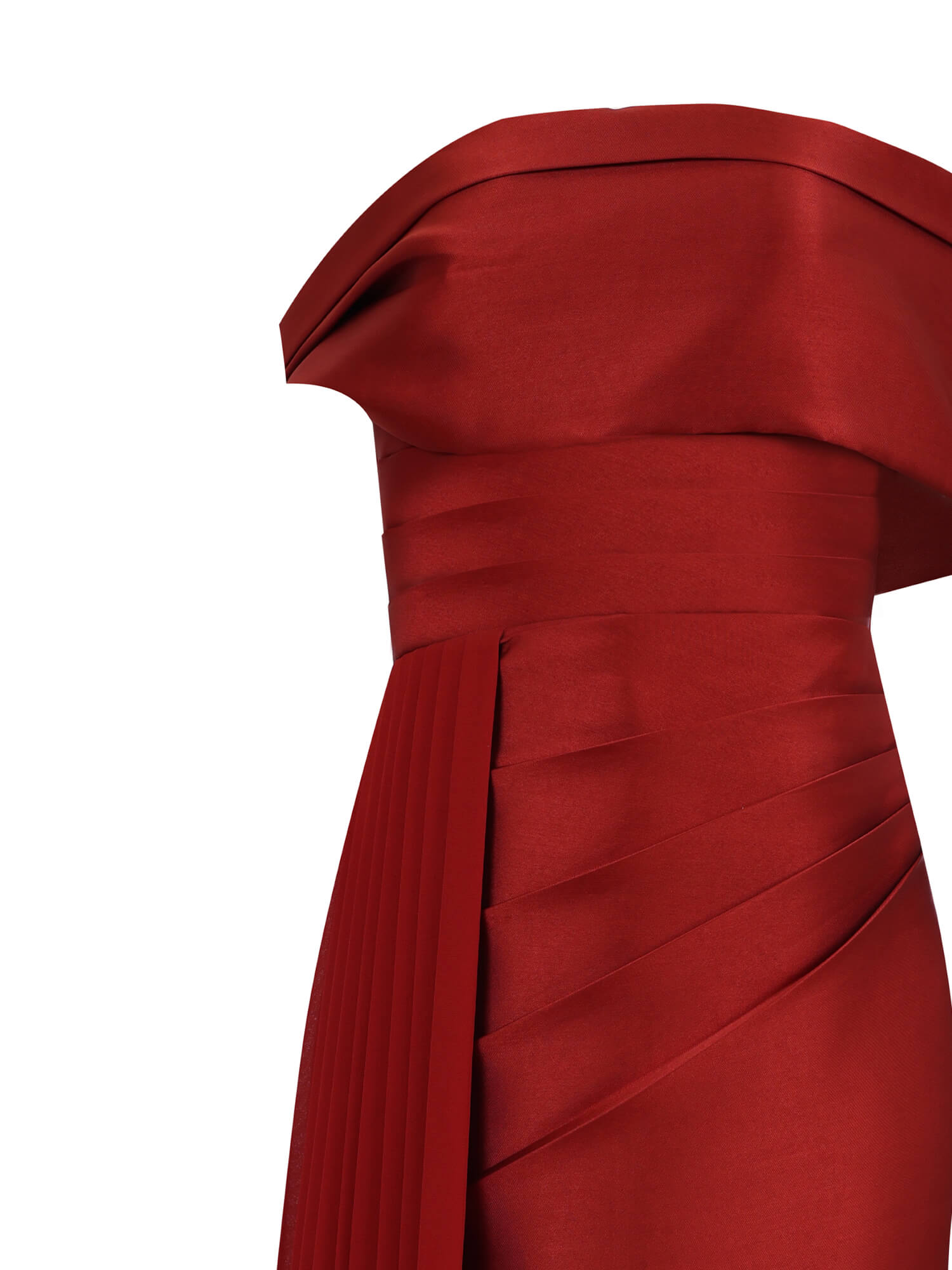 Crimson Draped Column Gown