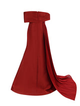 Crimson Draped Column Gown