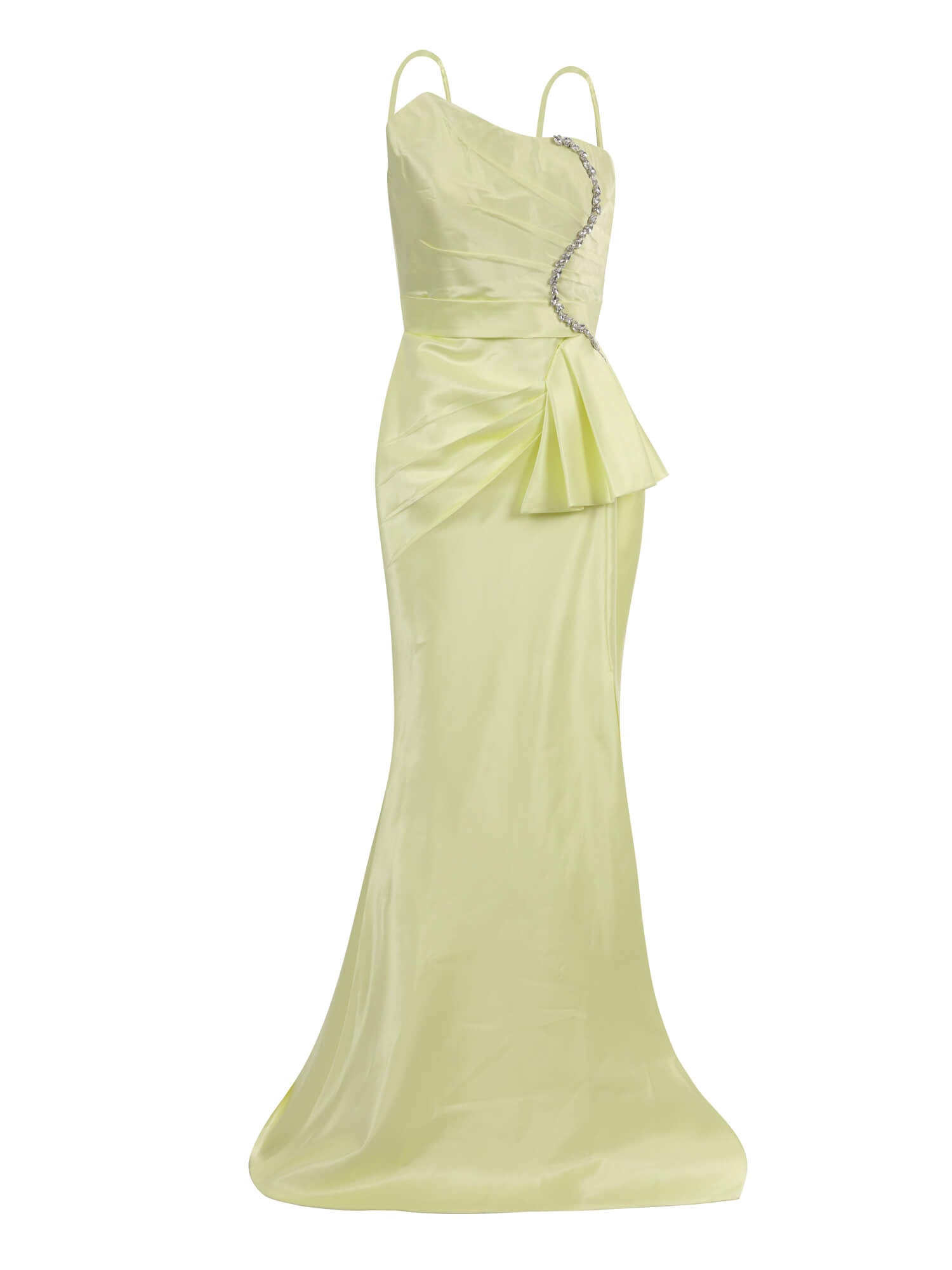 Sculpting evening gown in soft neon yellow