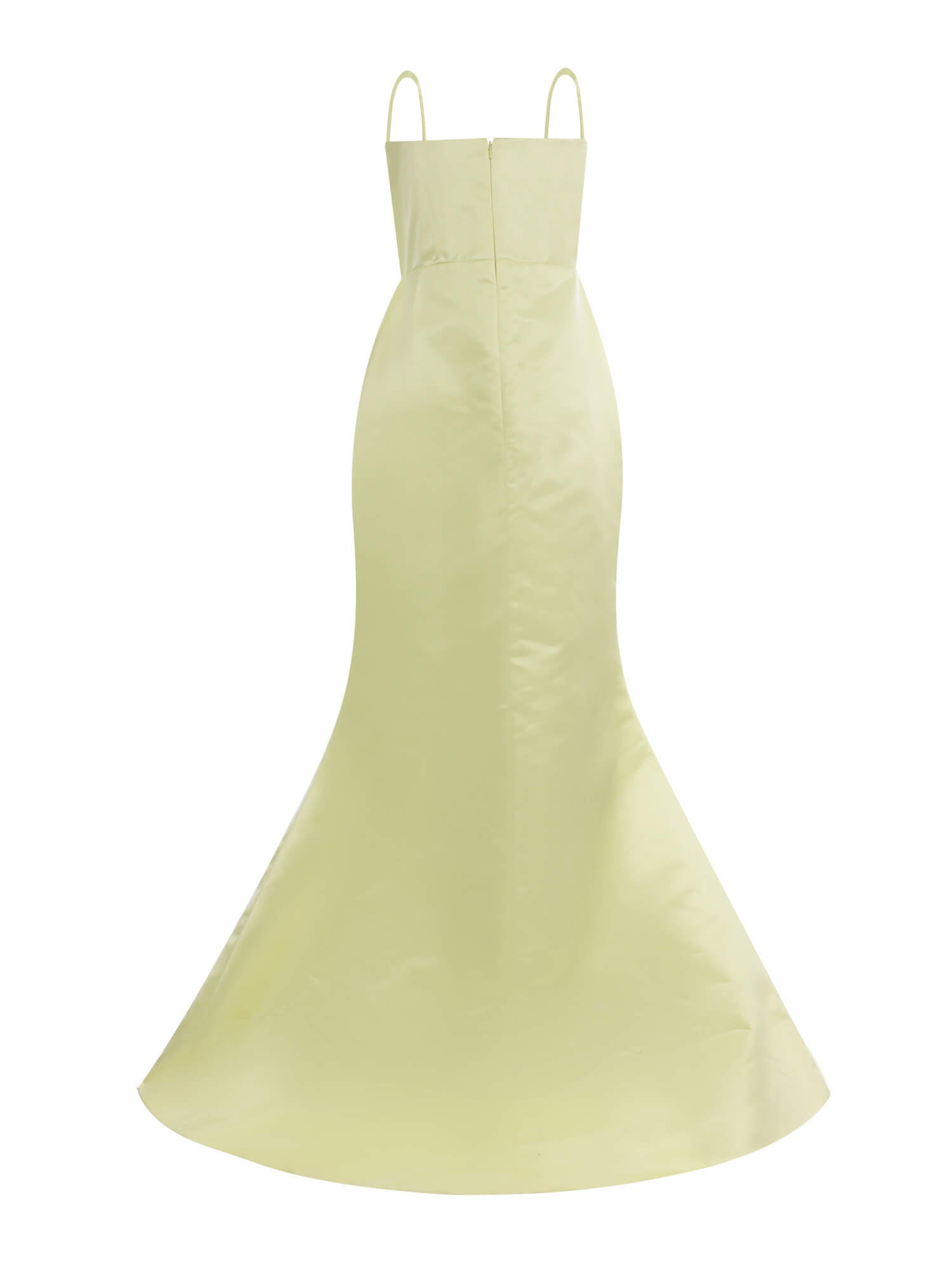 Sculpting evening gown in soft neon yellow
