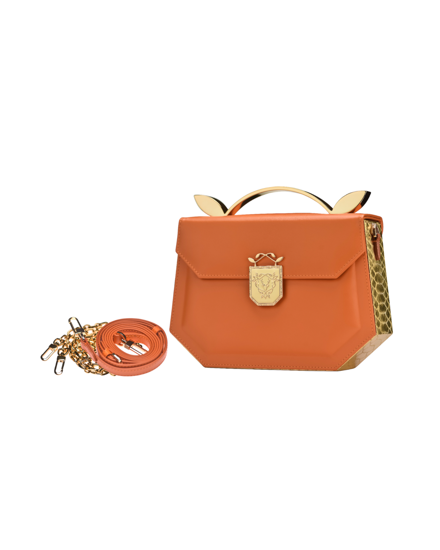 Rania Manasra Shoulder Leather Orange Bag