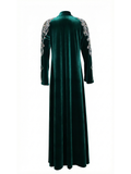 Rochelle Deep Emerald Crystal-Embellished Velvet Abaya