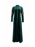 Rochelle Deep Emerald Crystal-Embellished Velvet Abaya