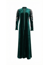Rochelle Deep Emerald Crystal-Embellished Velvet Abaya