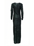 Rochelle Green Long Curvy Dress – Sequined Gown