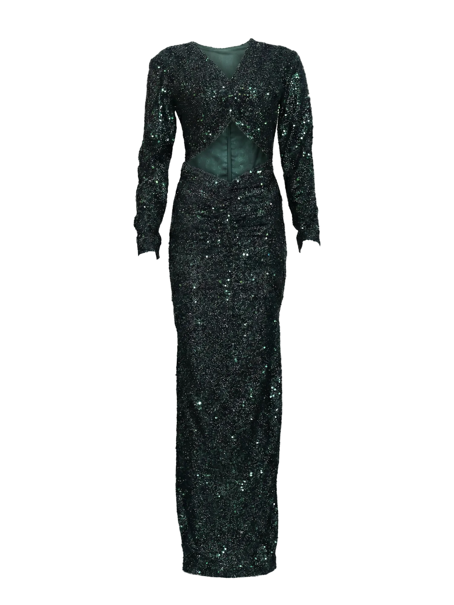 Rochelle Green Long Curvy Dress – Sequined Gown