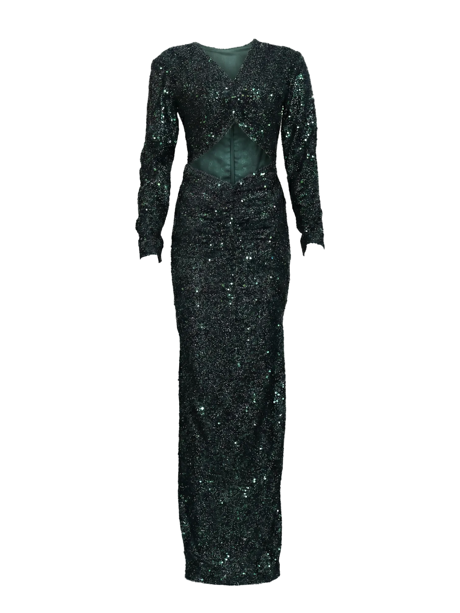 Rochelle Green Long Curvy Dress – Sequined Gown