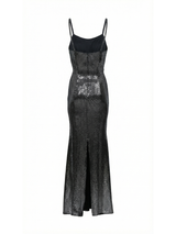 Glimmer Long Curvy Dress – Lycra Sequined Fabric