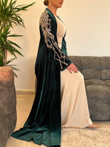 Rochelle Deep Emerald Crystal-Embellished Velvet Abaya