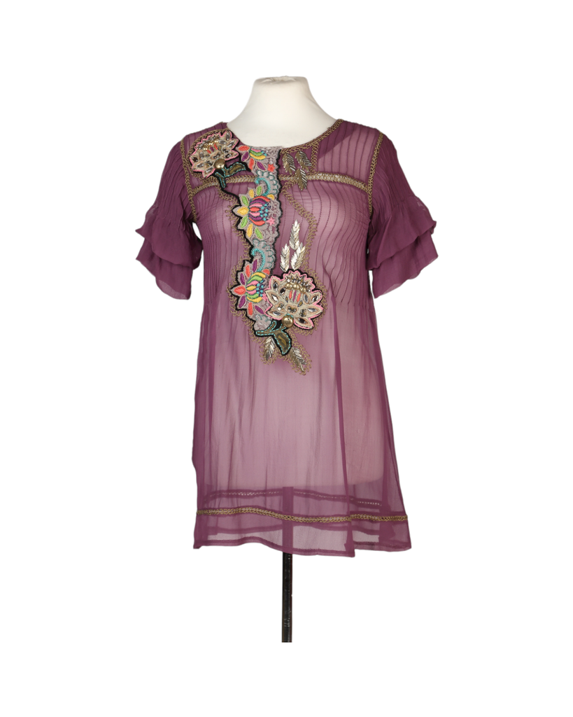 Purple Embroidered Blouse