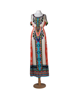 فستان ماكسي بنقوش حضارة الأزتك باللون البيج من متجر بيتش بف