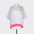 White T-Shirt With Neon Pink Fringes