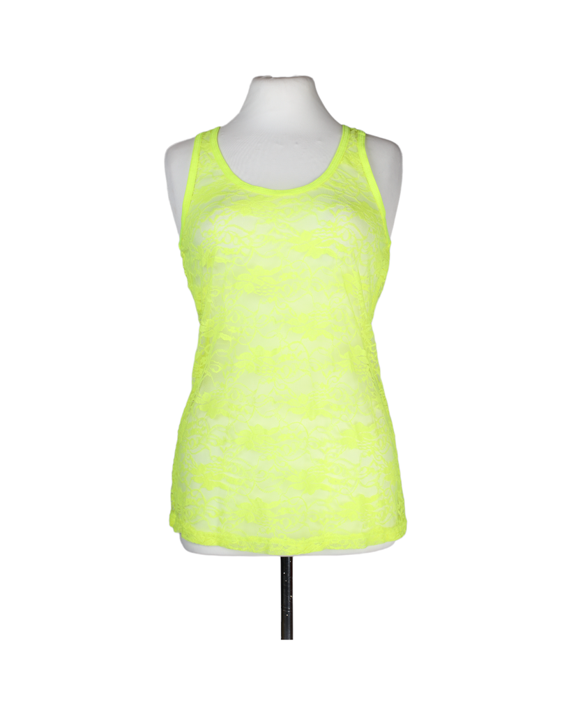 No Boundaries Neon Yellow Lace Tank