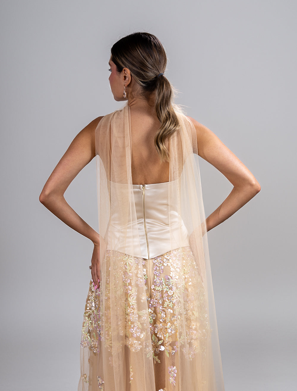 La Soleia Gown – Crepe Satin & Layered Chiffon