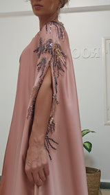Rochelle Embellished Cape Abaya in Blush Pink