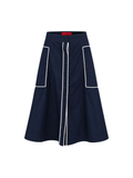 Carolina Herrera Navy A-Line Midi Skirt