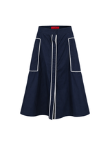 Carolina Herrera Navy A-Line Midi Skirt