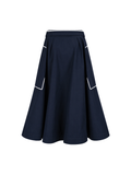 Carolina Herrera Navy A-Line Midi Skirt