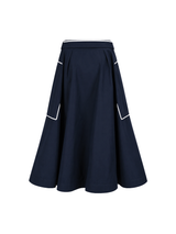Carolina Herrera Navy A-Line Midi Skirt