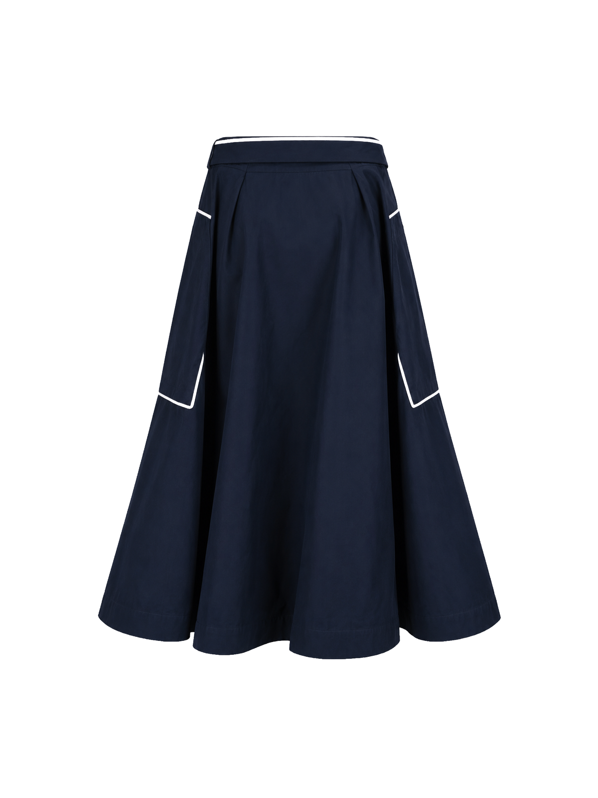 Carolina Herrera Navy A-Line Midi Skirt