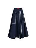 Carolina Herrera Navy A-Line Midi Skirt
