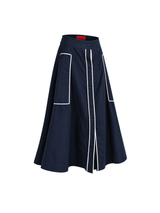 Carolina Herrera Navy A-Line Midi Skirt