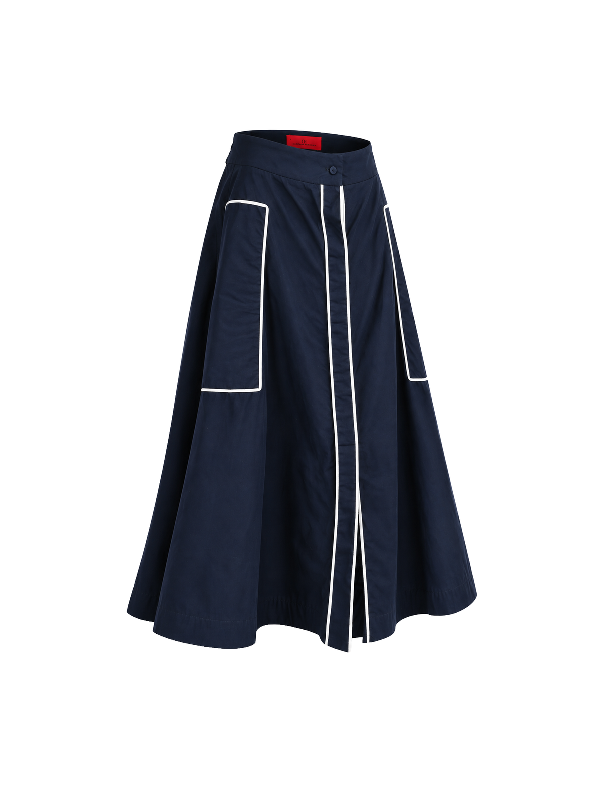 Carolina Herrera Navy A-Line Midi Skirt
