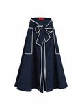 Carolina Herrera Navy A-Line Midi Skirt