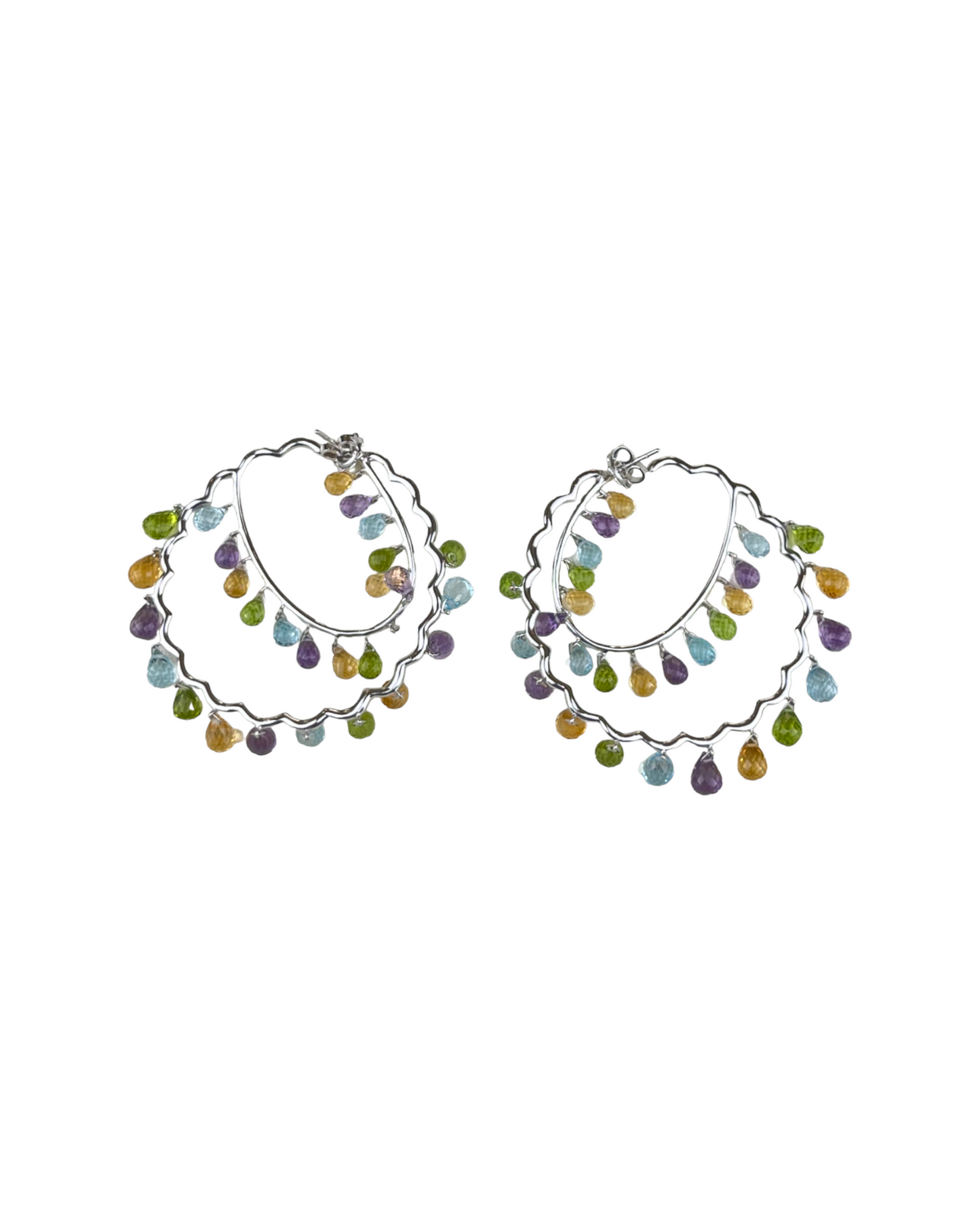 Gems & Diamonds Round Earrings