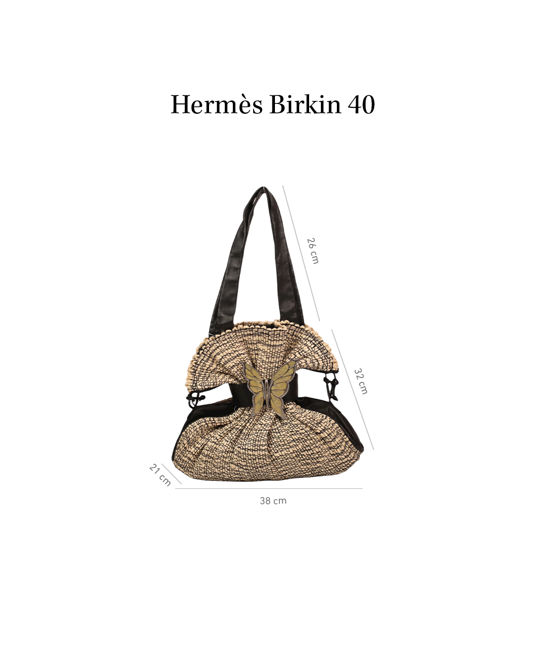 Renato Angi Turquoise and Beige Butterfly Bag — measurements diagram