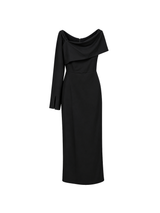 Black Asymmetric One-Shoulder Midi Dress