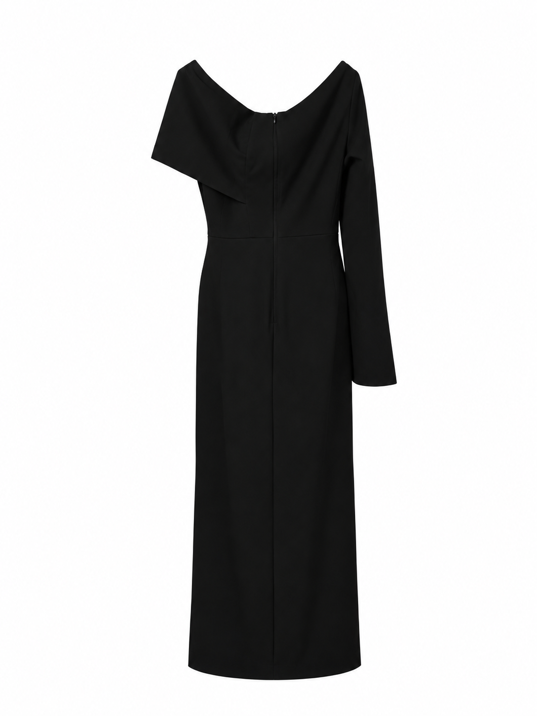 Black Asymmetric One-Shoulder Midi Dress