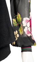 Roberto Cavalli Black Blouse with Floral Sleeves — detail 1