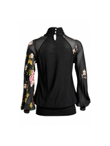 Roberto Cavalli Black Blouse with Floral Sleeves — detail 2