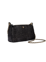 Chanel Black Textured Zip-Top Chain Shoulder Bag — detail 2