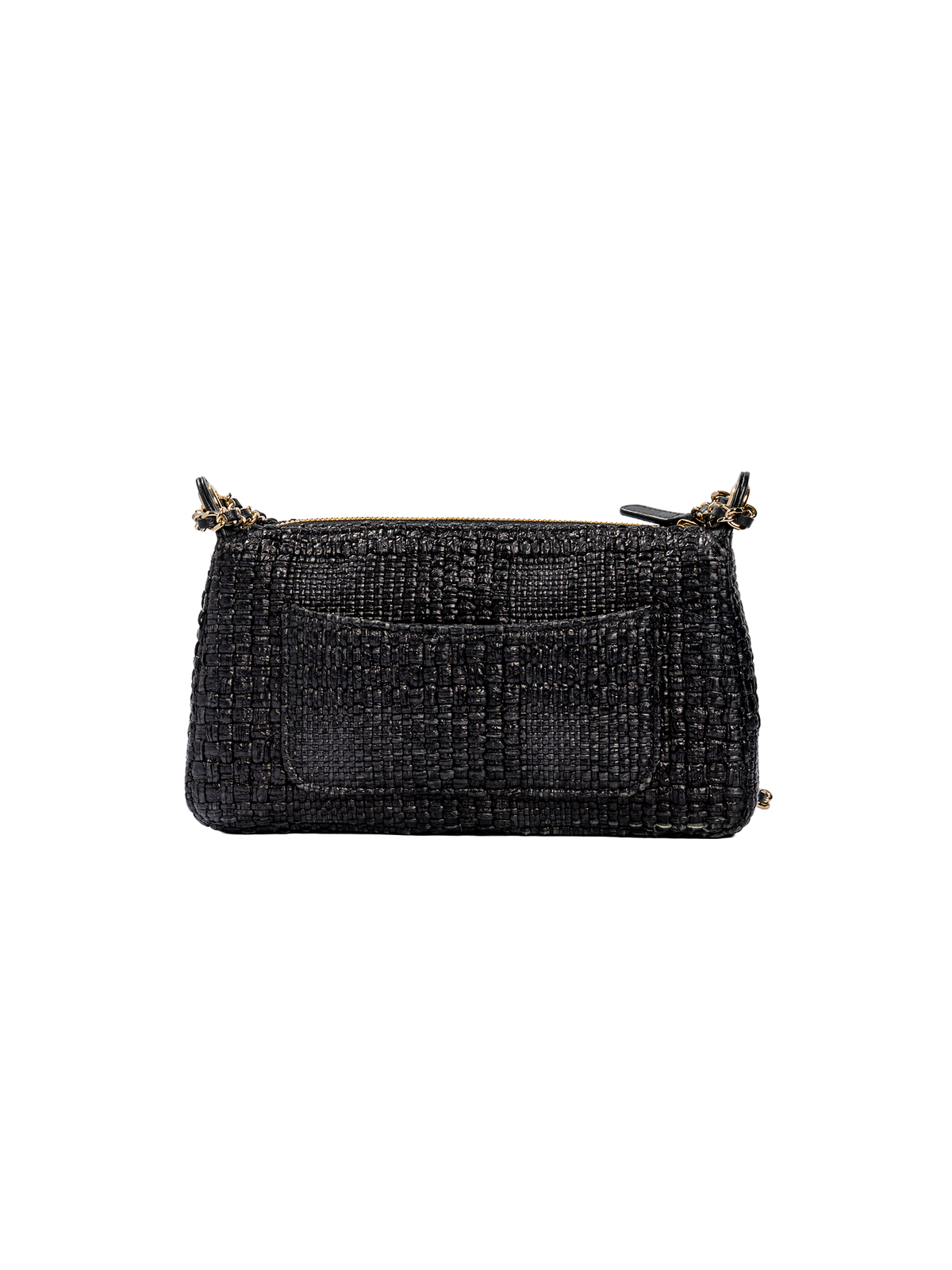 Chanel Black Textured Zip-Top Chain Shoulder Bag — detail 3
