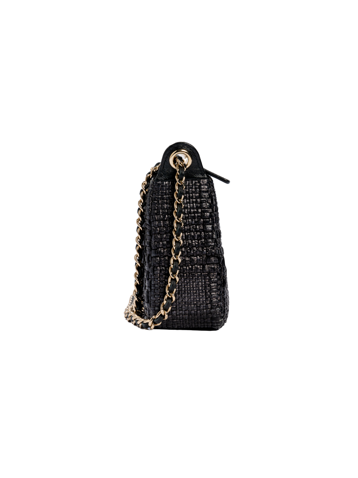 Chanel Black Textured Zip-Top Chain Shoulder Bag — detail 4