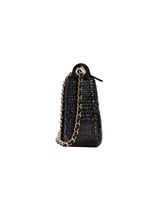 Chanel Black Textured Zip-Top Chain Shoulder Bag — detail 4