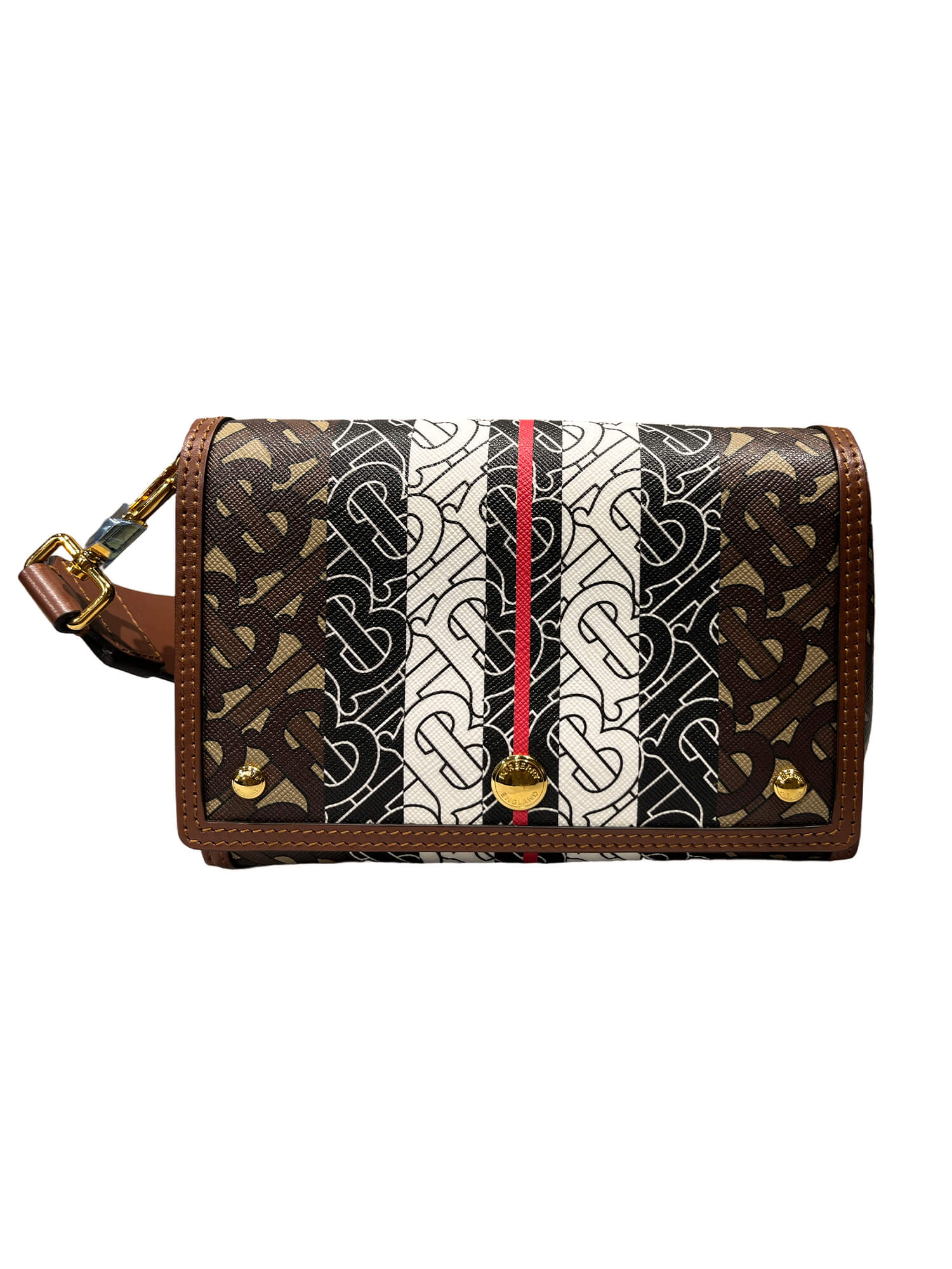 Burberry Brown TB Monogram Coated Canvas and Leather Hackberry Crossbody Bag