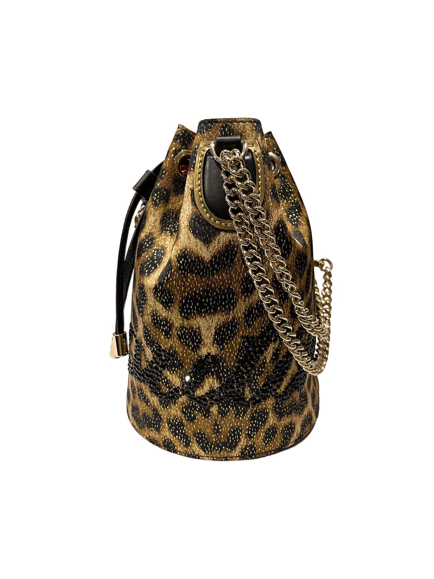 Christian Louboutin “Marie Jane” Leopard/Lurex Bucket Bag