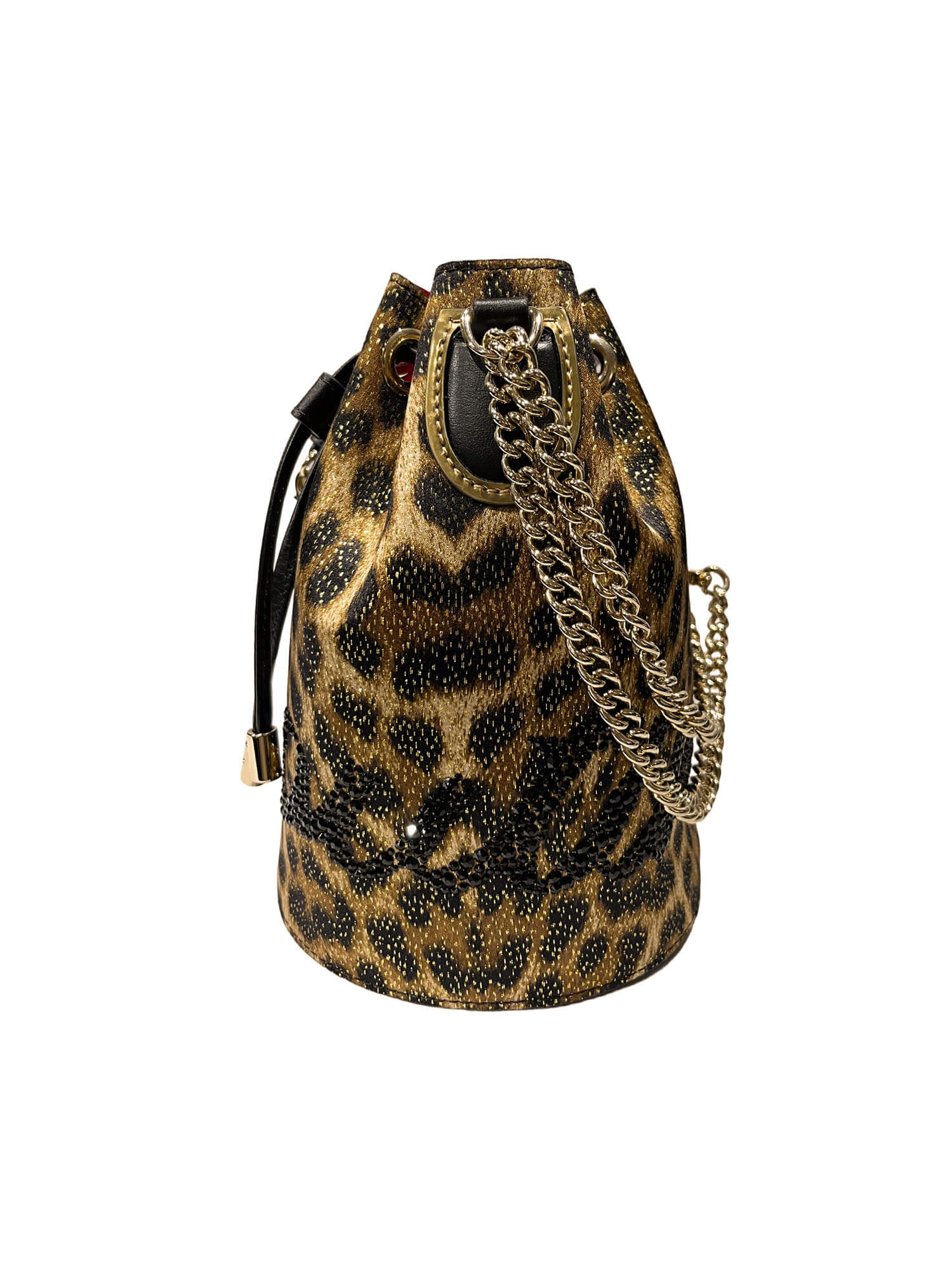 Christian Louboutin “Marie Jane” Leopard/Lurex Bucket Bag