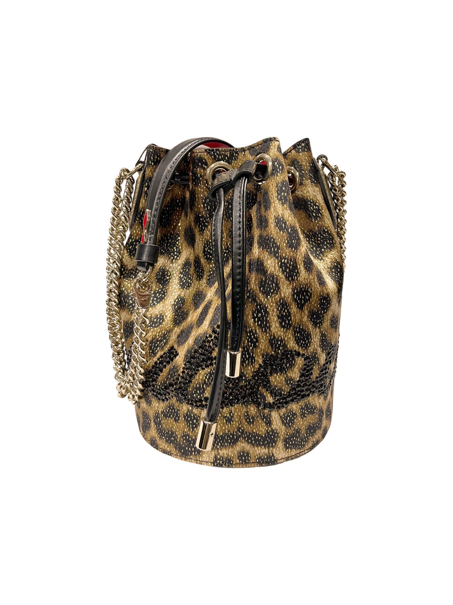 Christian Louboutin “Marie Jane” Leopard/Lurex Bucket Bag