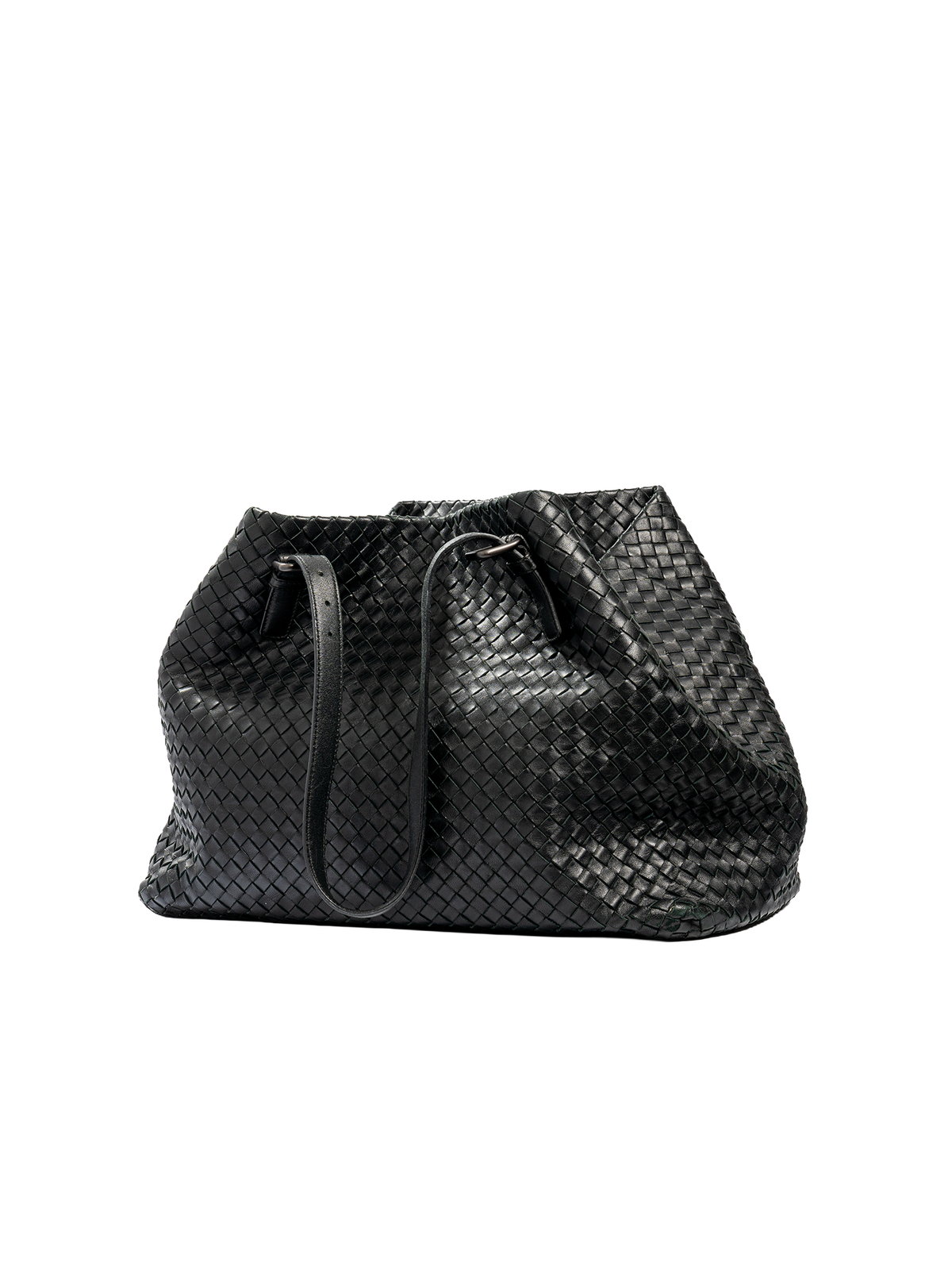 Bottega Veneta black woven tote — full view