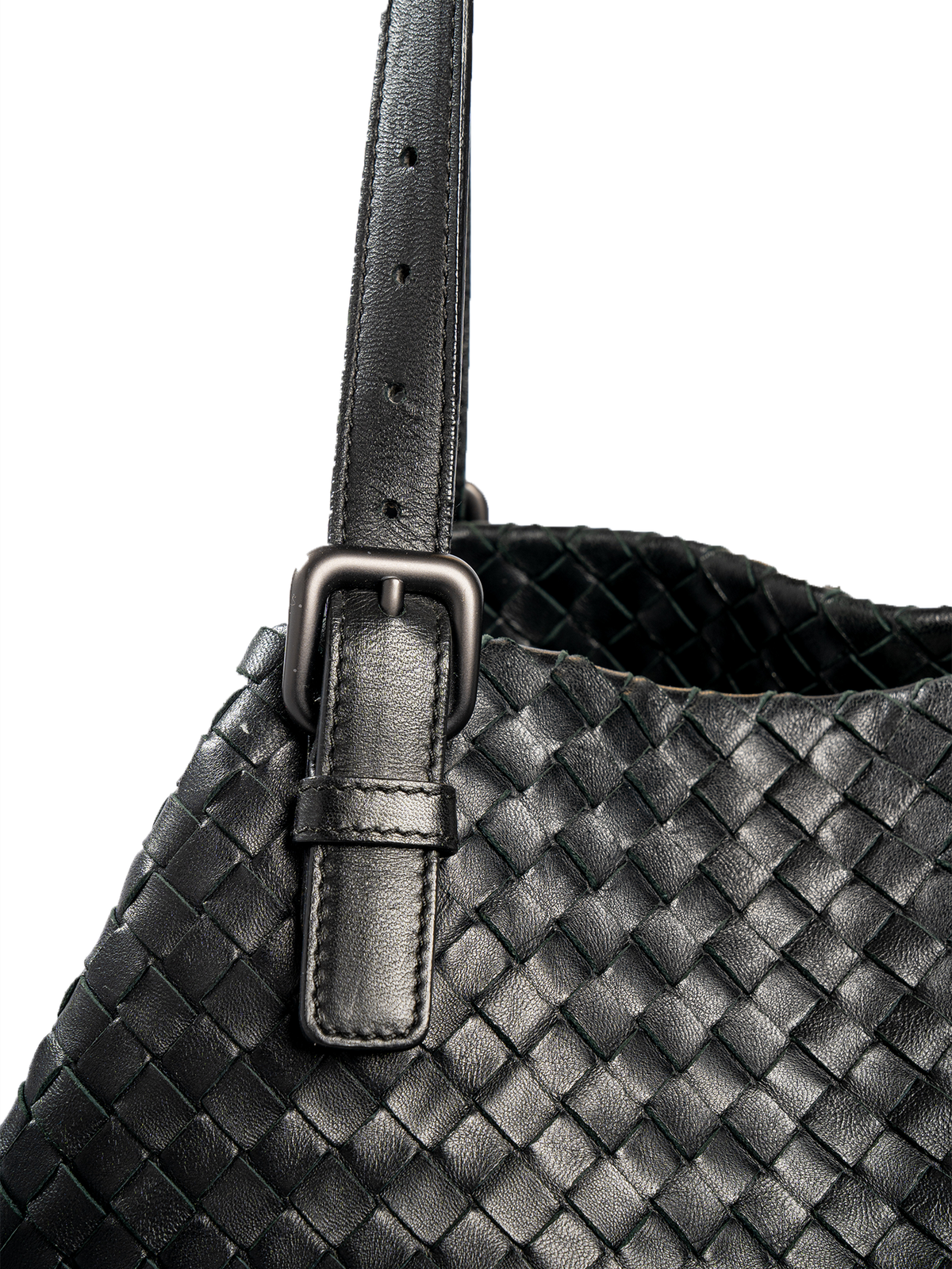 Bottega Veneta black woven tote — detail 2