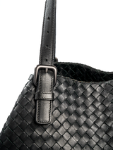 Bottega Veneta black woven tote — detail 2