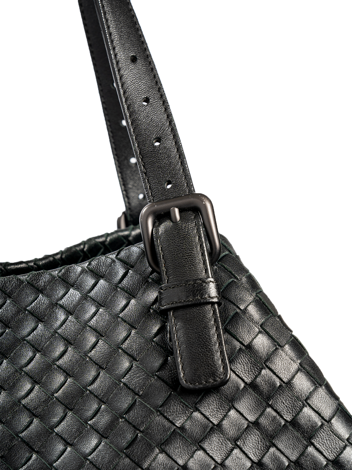 Bottega Veneta black woven tote — detail 3