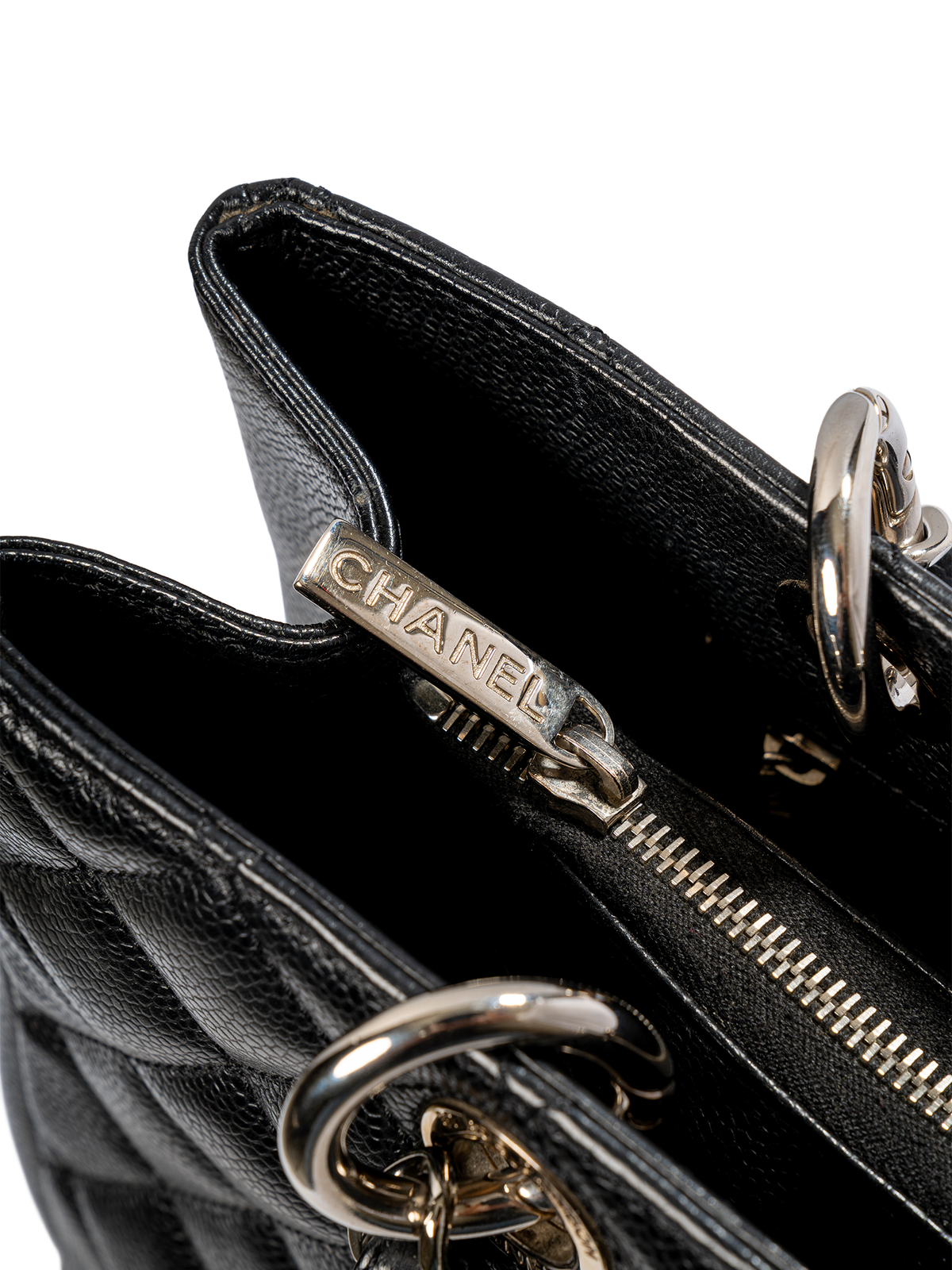 Chanel Black Quilted Zip-Top Chain Shoulder Bag — detail 7